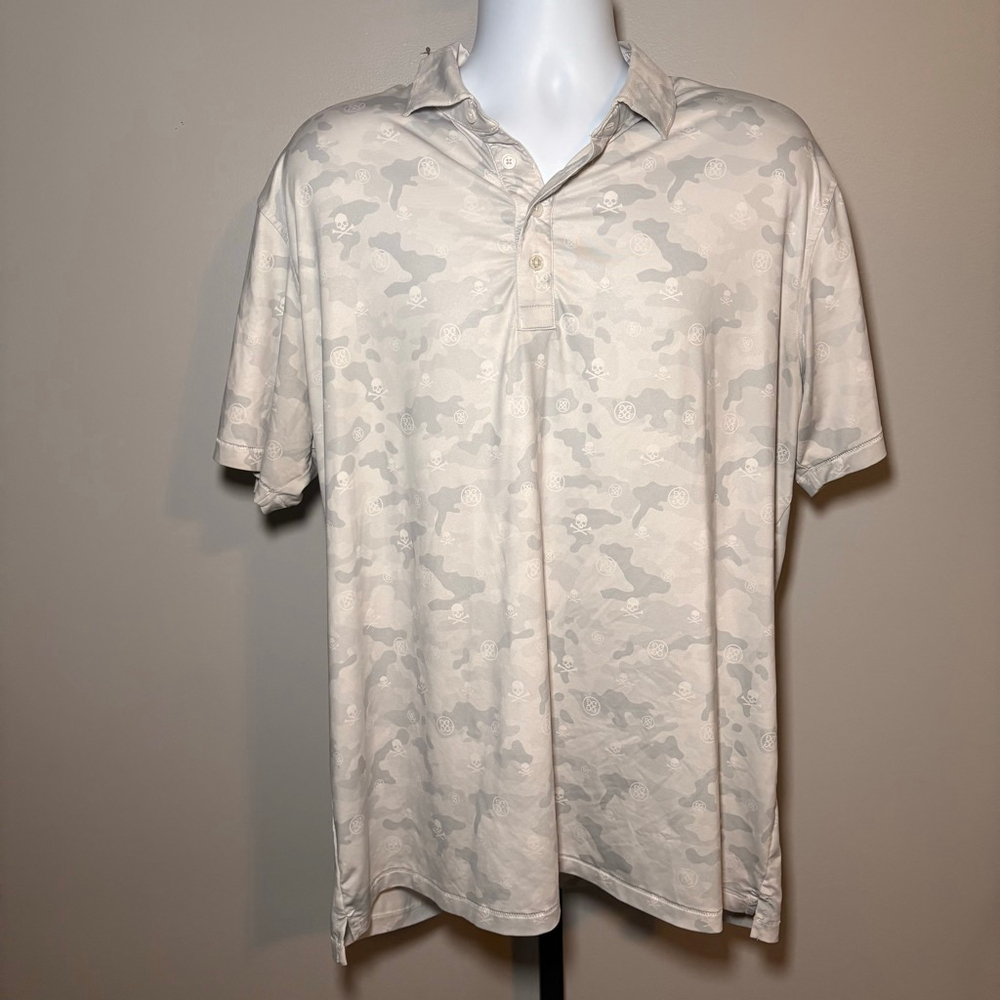 Men's‎ G/FORE White Grey Camo Skull Polo Shirt XL